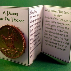 Irish Wedding Memento, A Penny for His Pocket, Good luck talisman, Irish Gift to Groom