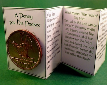 Irisches Hochzeits-Memento, ein Penny für die Tasche, viel Glück Talisman, irisches Geschenk für Bräutigam