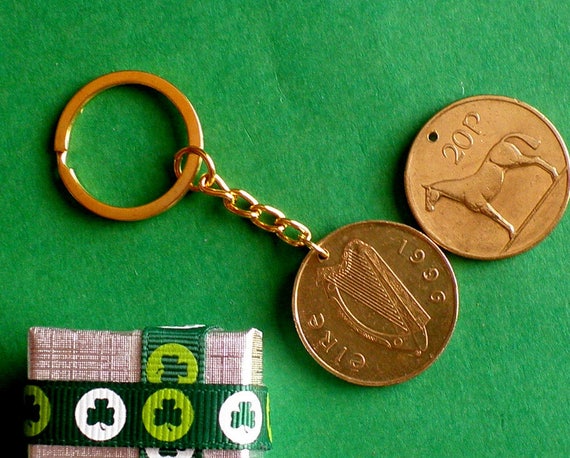 Handbag Charm Coin Keychain Comes in Gift bag Gift Ready Birthday Gift 1996 Irish Penny Coin Keyring