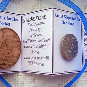 English Wedding Memento, A Penny for His Pocket and a Sixpence for Her Shoe