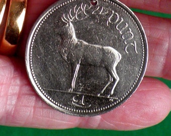 1994 Punt Keyring, 30th Birthday gift, 30th Anniversary, Connemara Bead, Large Decimal coin, from Ireland