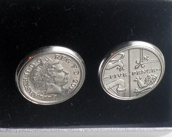 2012 English UK Coin Cufflinks, 11th Anniversary Gift