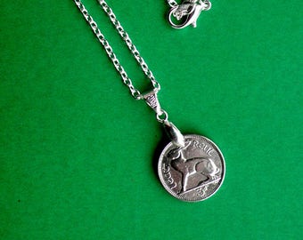 1928 Ireland Coin Necklace Irish Rabbit 3d. Irish Threepence Silver Chain. Coin Jewelry. More Years available, Ireland Direct. Easter Gift