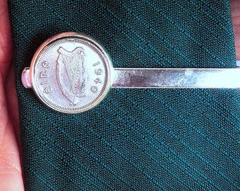 1940 Harp Tie Clip, Irish Coin Gift, Irish Christmas Gift, Irish For Dad, Gift for Husband, See Years