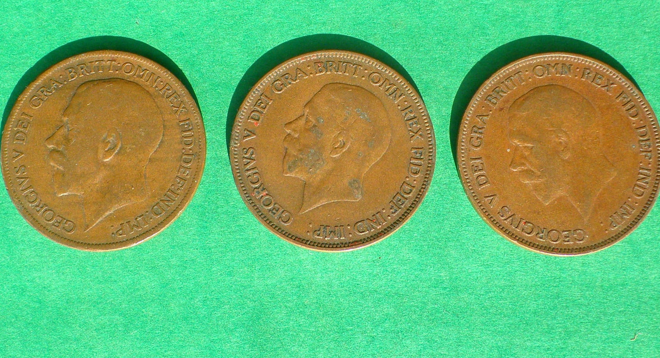 ジョージアン・ペニー・ギフト、1921年/1928年/1929年英国コイン記念品