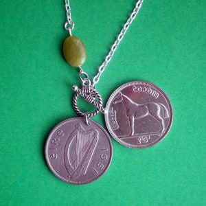Mezza corona 1954, 1955, ricordo della moneta del 70°, portachiavi o ciondolo, Leat coróin, regalo in scatola, carta di storia della moneta irlandese