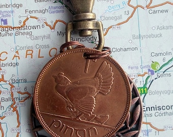 1946, 80th Birthday Gift, Bag Charm, Zipper Pull Purse Charm Penny Keyfob Ireland Coin Keychain with Tree of Life Charm direct from Ireland