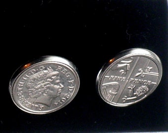 English Coins, 8th Anniversary, 2014 Cufflinks 2014 Modern British UK Coin Cufflinks, Gift under 20 Euro,