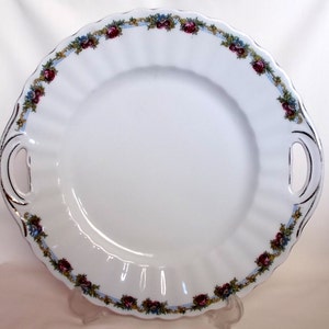 Vintage German bread plate, Fine Bone China German Round Plate, Deep Red Roses with Gilding, Wall Decor, Wall Plaque, Dress your Dresser