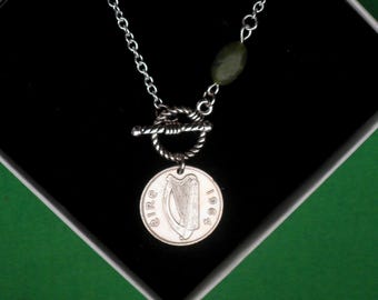 Colgante de moneda de lebrel irlandés, mármol de Connemara, regalo de aniversario