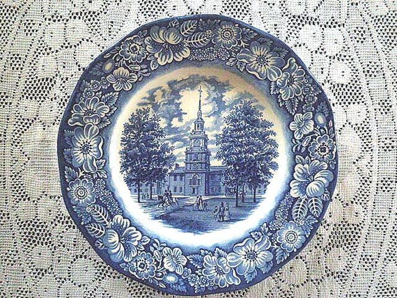 Liberty Blue Plate Independence Hall Staffordshire Ironstone - Etsy