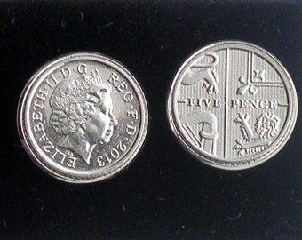 10th UK Anniversary, 2013 British coin, UK Coin Cufflinks, Gift under 20 Euro,