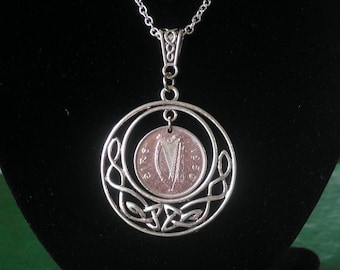 Moneda del 76.º cumpleaños, moneda irlandesa de 1950, Círculo celta de la vida, moneda de seis peniques de 1950, collar con moneda irlandesa Wolfhound, más fechas disponibles