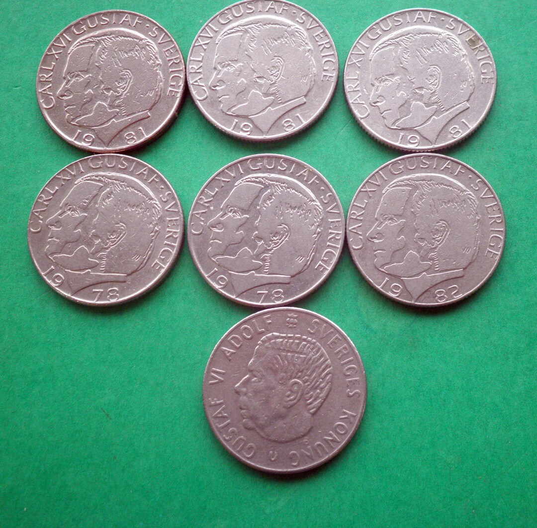 スウェーデン クローナ硬貨 x 7 1970、1978 1981、1982。 - Etsy 日本