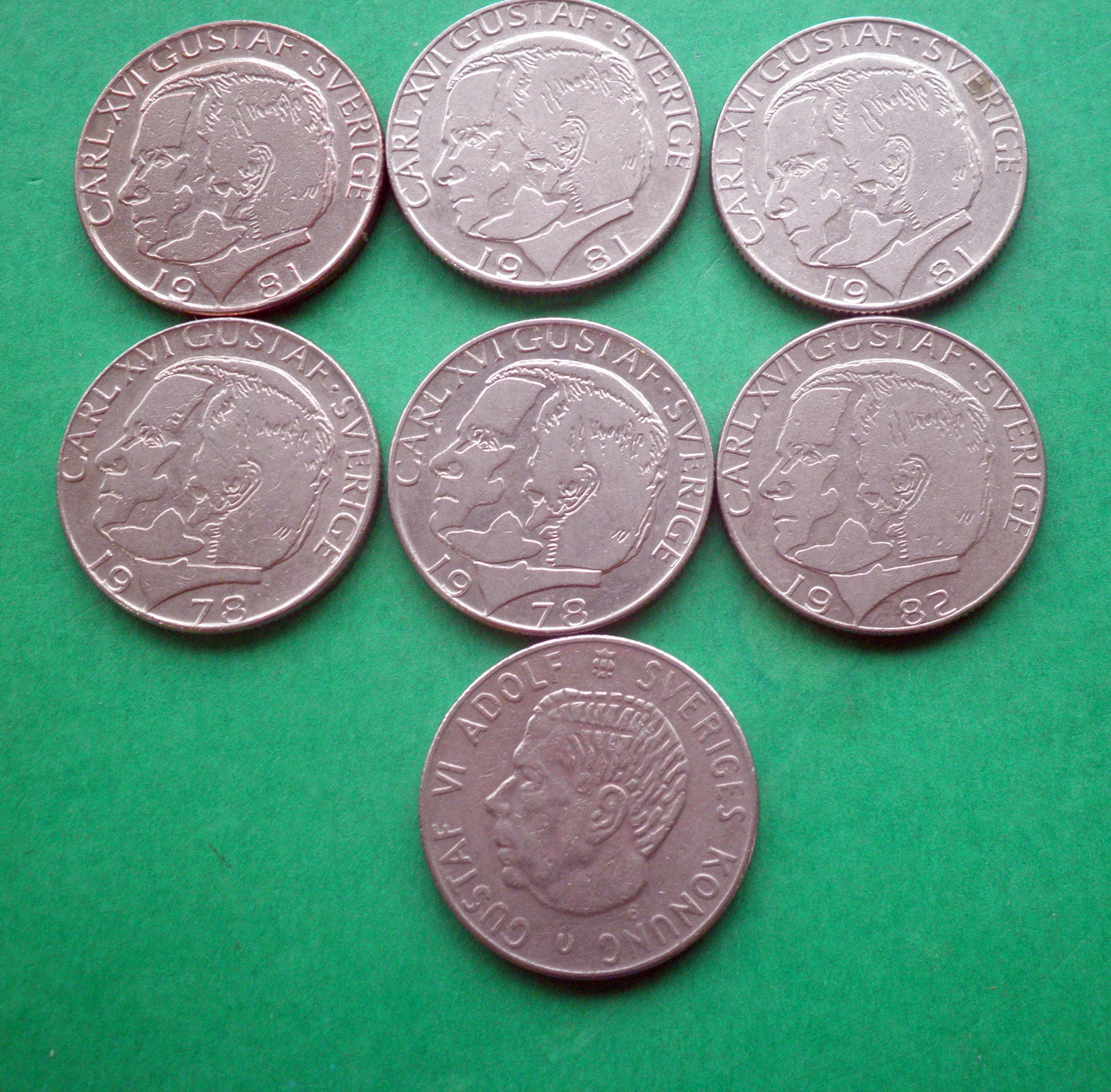 スウェーデン クローナ硬貨 x 7 1970、1978 1981、1982。 - Etsy 日本