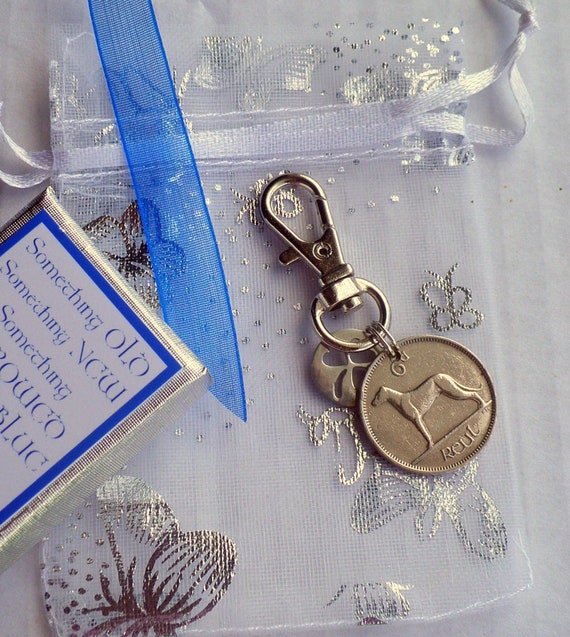 Something Blue Crystal Heart Clip-on Lucky Bridal Charm Garter Bouquet Gift Tag