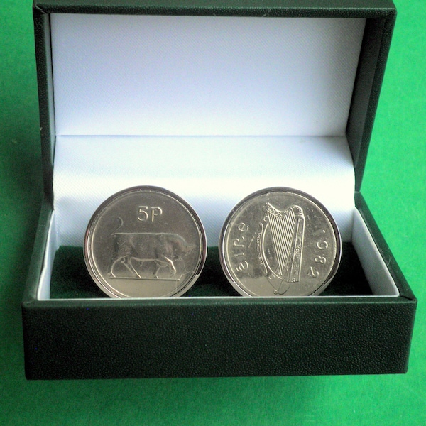 1985 Birthday gift, 1982, 1986 Sold out, See more Years, Irish coins, 5p Coin Cufflinks, with Story Card, Direct from Wexford