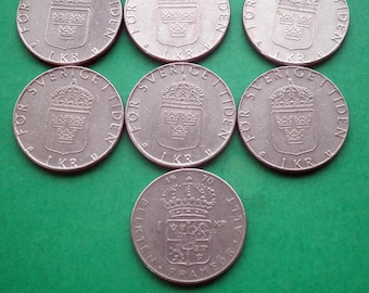 スウェーデン クローナ硬貨 x 7 1970、1978 1981、1982。 - Etsy 日本