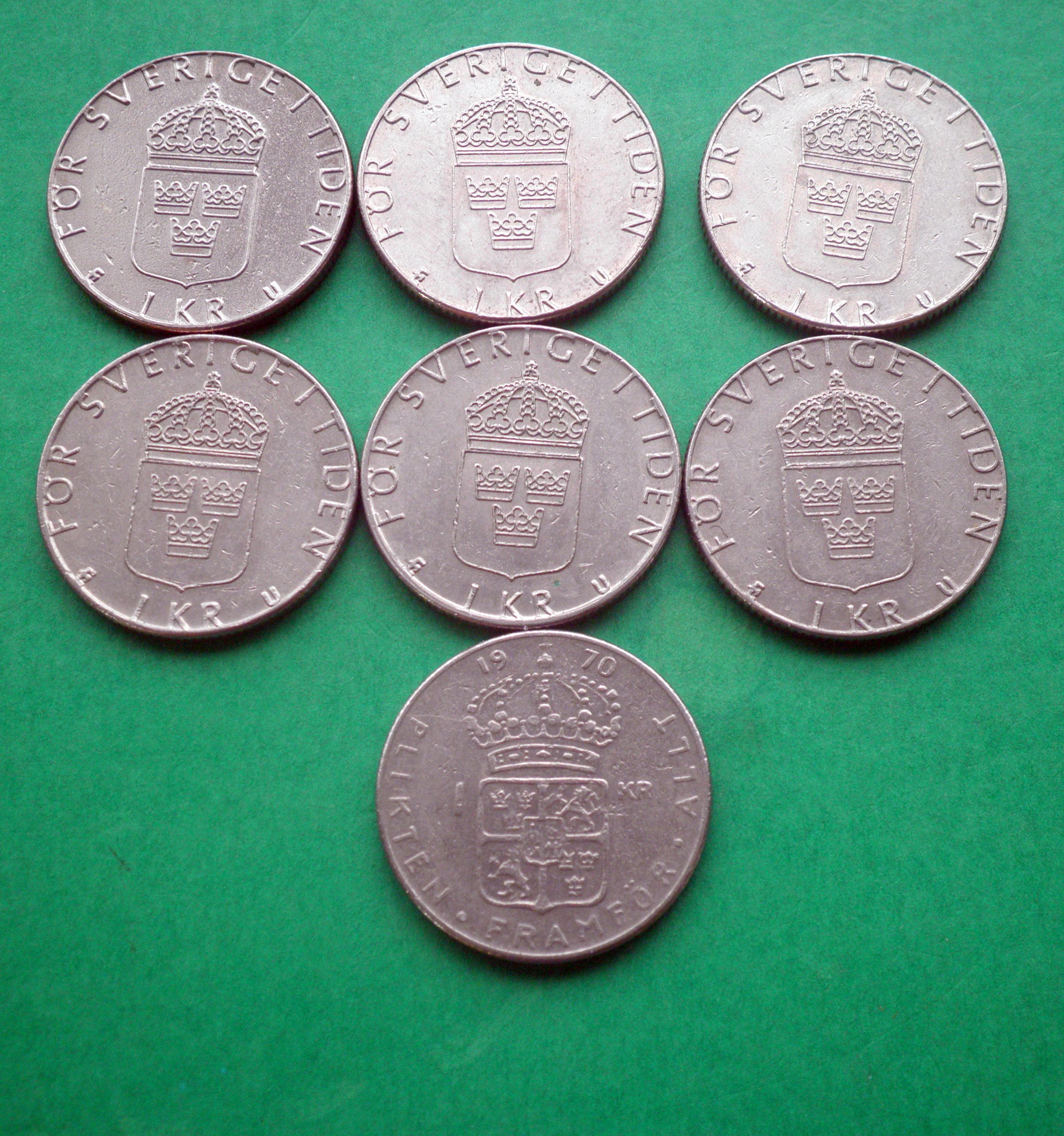 スウェーデン クローナ硬貨 x 7 1970、1978 1981、1982。 - Etsy 日本