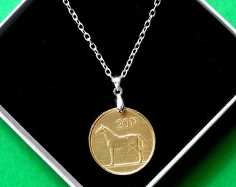 1995, 1996, 1998, 1986, 1988, Irish Coin Pendant, Goldtone Hunter Horse coin Necklace