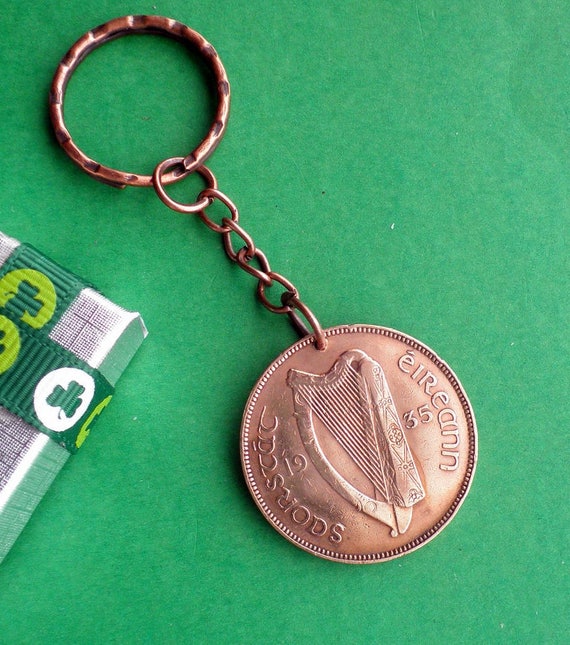 1971 to 2000 PICK YOUR YEAR IRISH PENNY COIN SILVER CASED PENDANT KEY RING