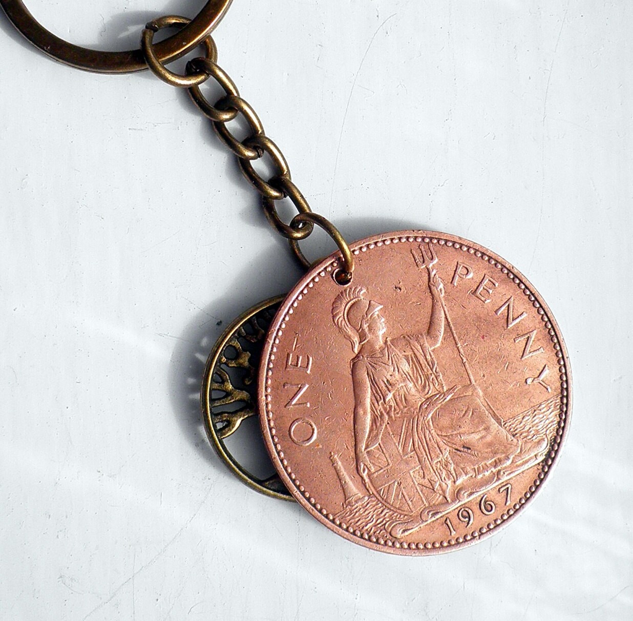 1965 English Penny Keyring, British Coin Keychain, Anglophile Gift - Etsy