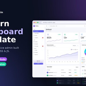 Szablon panelu administracyjnego Nimbus | Responsywny zestaw interfejsu użytkownika HTML CSS (tryb ciemny)