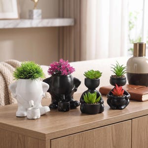 Abstract Human Shaped Succulent Planter, Funny Creative Resin Plant Pot, Cute Indoor Cactus Planter, Home Desk Decor, Plant Lover Gift