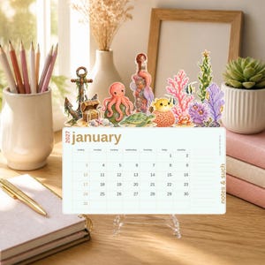 Under the Sea 2027 Calendar: Watercolor Sea Friends, Notes Column, Sunday-Start Grid
