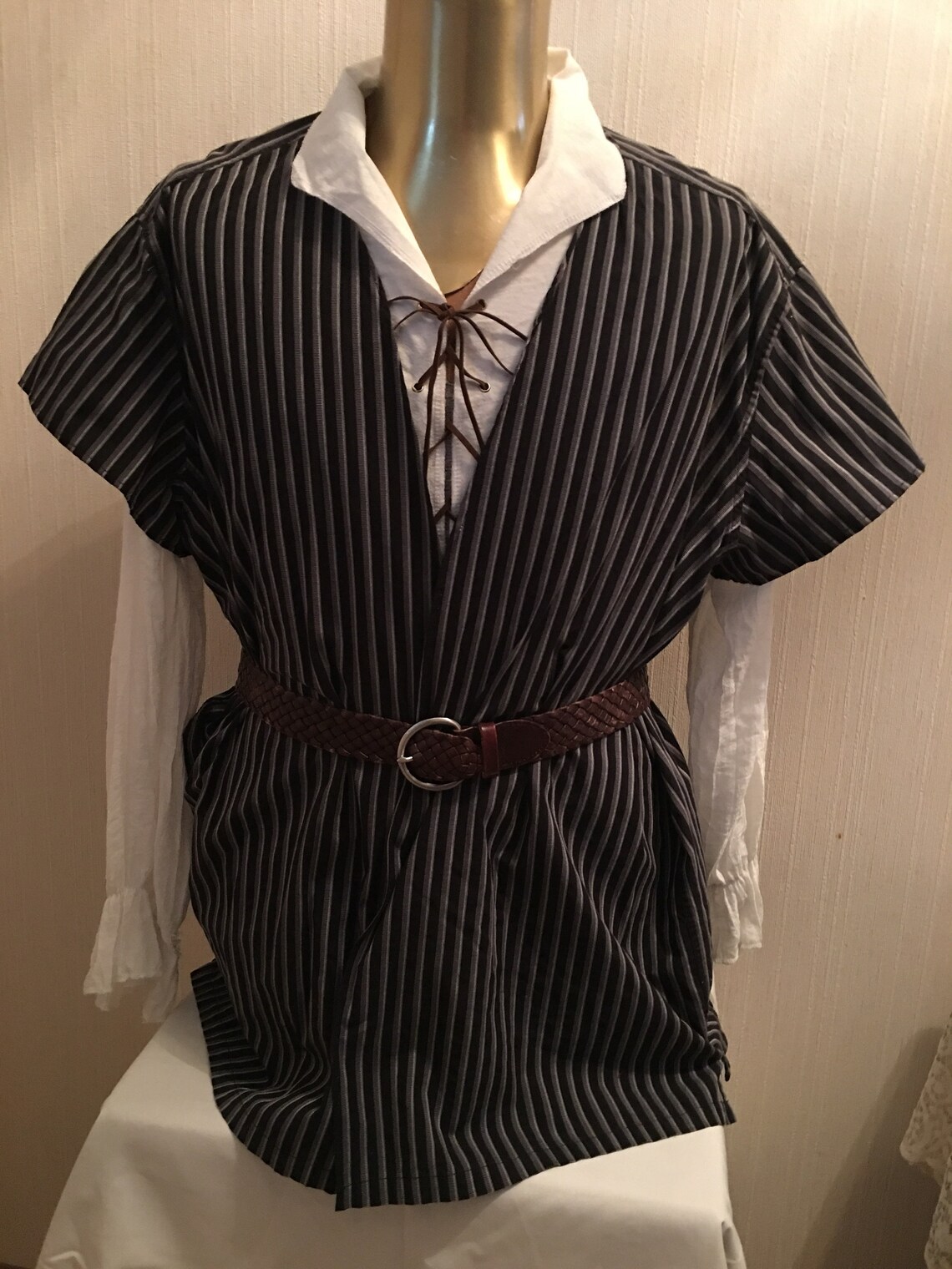 PIRATE VEST Men's Upcycled Cotton Black Gray & White Etsy