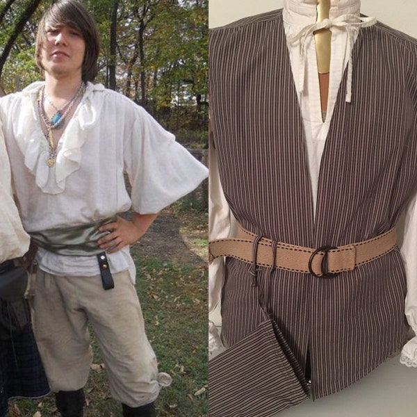 PIRATE COSTUME - upcycled wrap pants and pirate vest in your choice of colors and size. Pirate, Gypsy, Fairy, LARP Renaissance