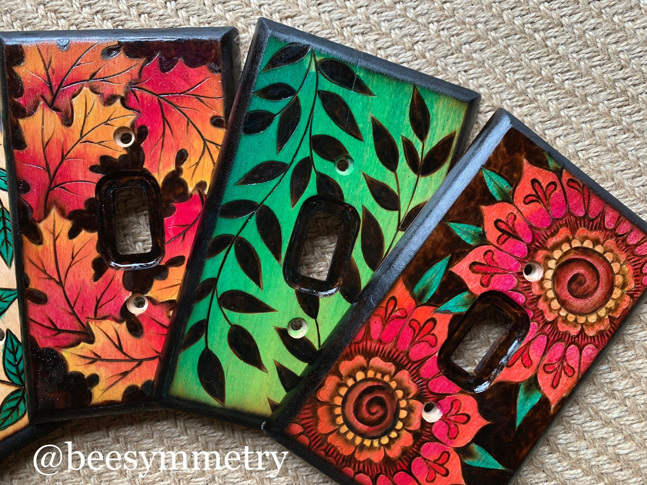 Woodburned Switchplate Green Vines Made to Order - Etsy
