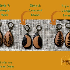 Wood Teardrop Earrings Geometric Designs Woodburned Drop Lightweight Simple Dangle Wooden Earrings Boho Pyrography image 5
