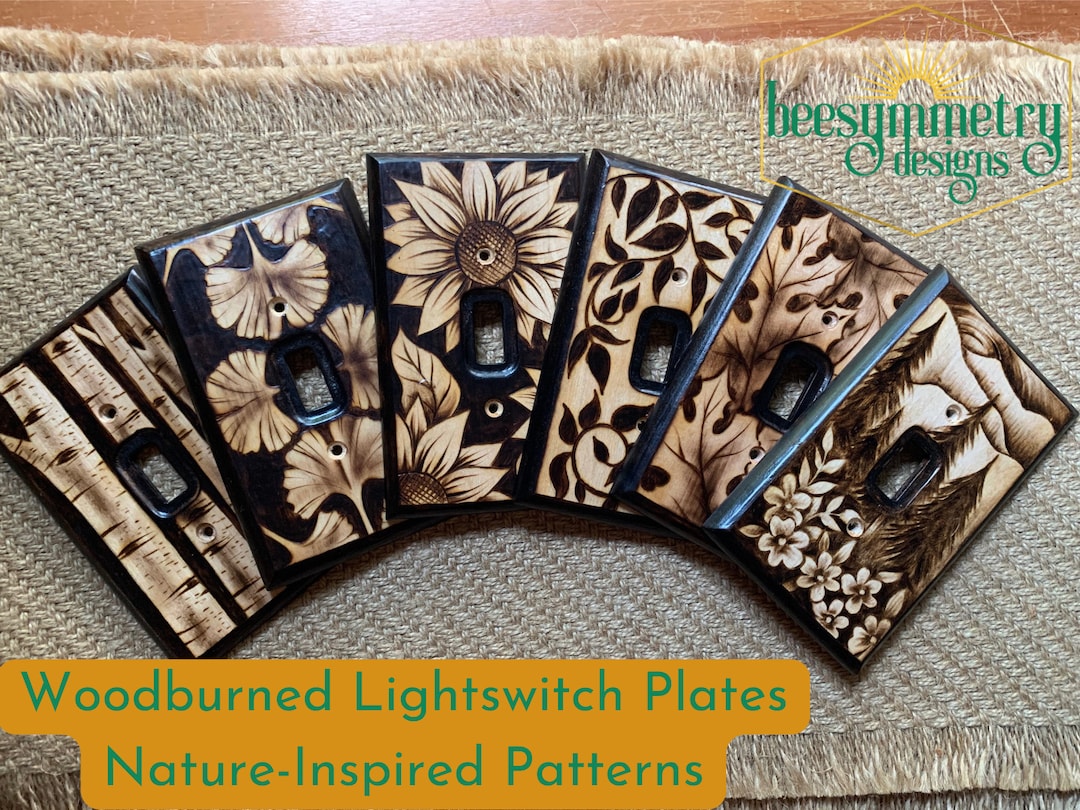 Wood Burned Lightswitch Cover: Nature Pyrography Wall Plate - Etsy