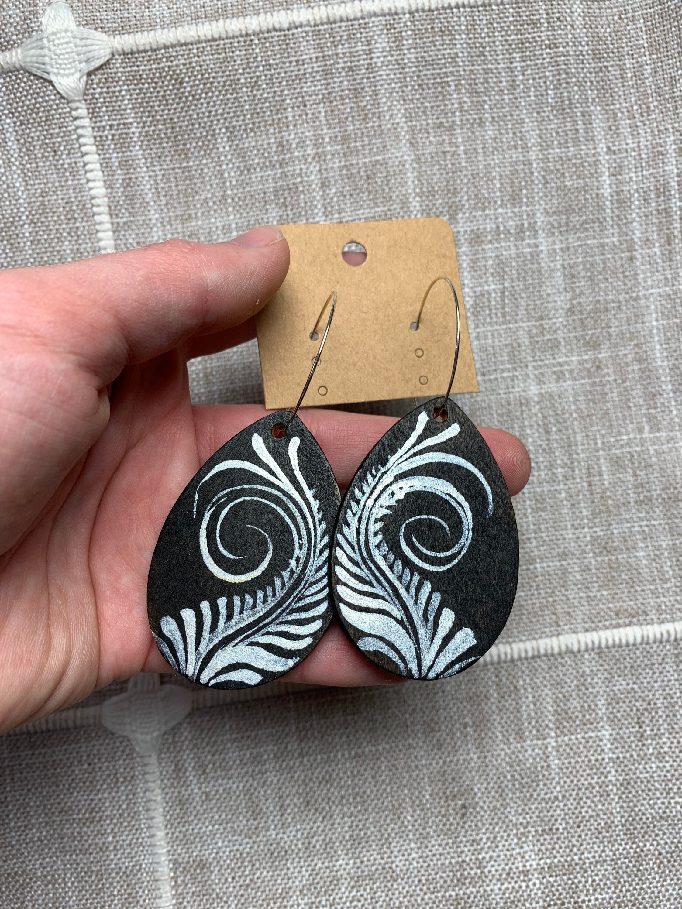 REVERSIBLE Earrings Two Pairs in One Woodburned and Hand - Etsy