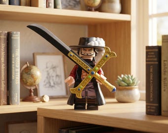 Dracule Mihawk Minifigur, Stärkster Schwertkämpfer der Welt, Black Sword Yoru, One Piece Anime Sammlerstück