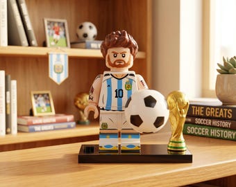 Lionel Messi Argentinien Minifigur mit WM-Pokal - Fußball-Fan zum Sammeln