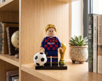 Lionel Messi Barcelona Minifigur mit WM-Pokal – Fußball-Fan zum Sammeln