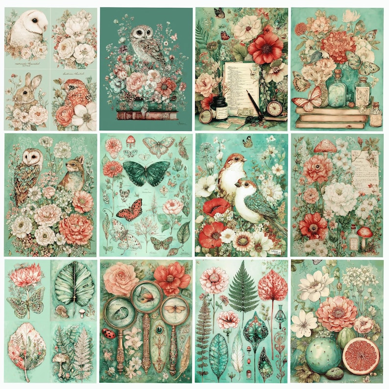 Printable Insect Journal Watercolor Naturalist Junk Journal Kit, 98 Printable Pages, Birds ...