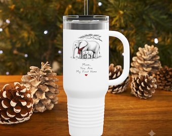 Elephant Mom 40oz Tumbler | First Home Mother's Day Gift | Insulated Travel Mug