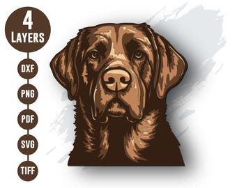 Chocolate Labrador Retriever multilayer SVG, 3D dog DXF, Layered Plywood, Paper cut file, dxf file for laser cut, cnc, cricut cut file