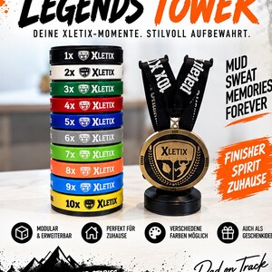 LEGENDS TOWER – Display für XLETIX Legends-Armbänder | modular | 3D-gedruckt | optional mit Medaillenhalter