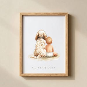 Gepersonaliseerde cockapoo- en cavapoo-babyprint | Kunst aan de muur kinderkamer | Aangepast kraamcadeau