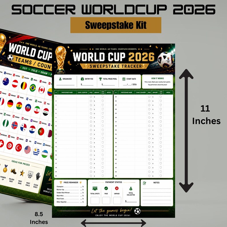 World Cup 2026 Sweepstake Kit | Soccer Sweepstakes Game | Football ...