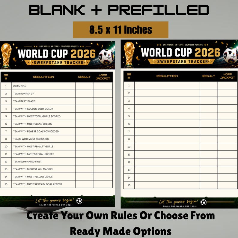 World Cup 2026 Sweepstake Kit | Soccer Sweepstakes Game | Football ...