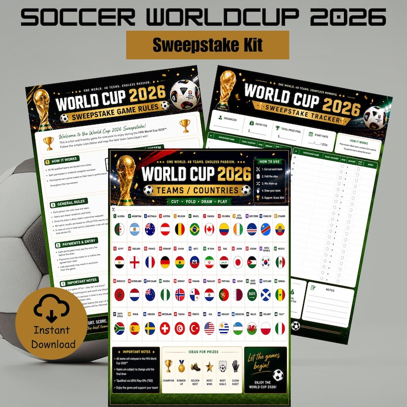 World Cup 2026 Sweepstake Kit | Soccer Sweepstakes Game | Football ...