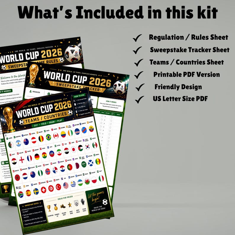 World Cup 2026 Sweepstake Kit | Soccer Sweepstakes Game | Football ...