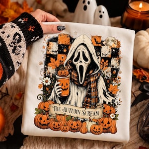 Ghostface Fall Coffee PNG, Spooky Halloween Latte Design, Pumpkin Coffee Sublimation, Autumn Shirt Graphic Digital Download