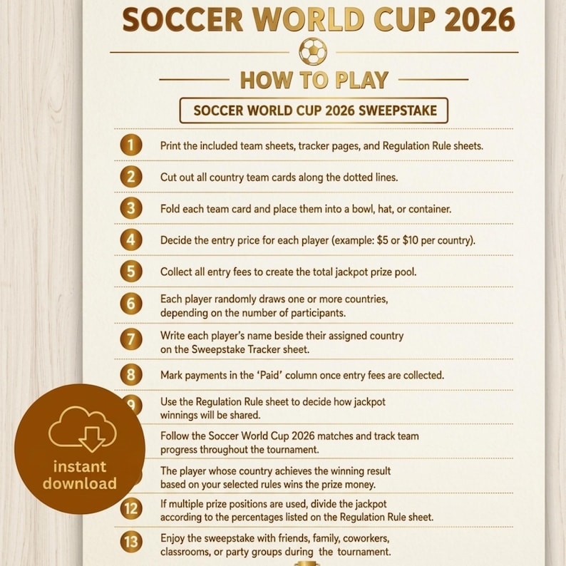 World Cup 2026 Sweepstake Kit | Soccer Sweepstakes Game | Football ...