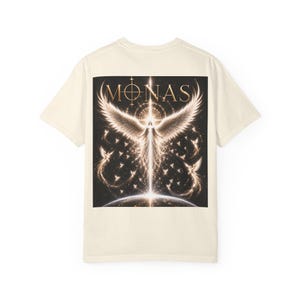 T-Shirt, Angel Wings Graphic Tee, Sacred Geometry Spiritual Back Print, Unisex Streetwear, MONAS Genesis